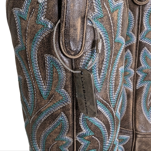 New...LANE Cowboy Brown Saratoga Boots...Size 5 - Picture 5 of 12